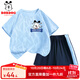 巴布豆兒童運動套裝2025夏季新款男童速干衣服吸汗透氣冰涼感兩件套夏裝 藍 巴布小狗招牌X_3 160