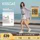 KISSCAT接吻貓露思/張小婉同款厚底休閑板鞋25新真皮8cm輕便內(nèi)增高小白鞋 [內(nèi)增高餅干鞋]銀色- 趙露思同款 37