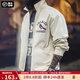 馬登工裝 美式復古刺繡教練夾克男秋純棉翻領(lǐng)休閑外套vintage廓形上衣 米杏色 M