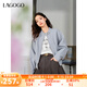 lagogo淺藍(lán)立領(lǐng)短外套女拉谷谷2025年春新款甜酷運(yùn)動(dòng)風(fēng)全棉夾克衫 淺藍(lán)色 L