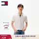 TOMMY JEANS【潮流鑲邊】25春夏新款男裝純棉珠地網眼翻領短袖T恤POLO衫 白色YBL L