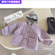 雷姆汀童裝女童棉服冬季洋氣寶寶韓版坑條休閑外套輕薄棉衣 紫色輕薄棉服 90
