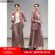 COCOBELLA光澤感重工壓褶百褶裙女時(shí)尚優(yōu)雅大擺半身裙HS7070 玫瑰粉 L