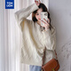 唐獅（TonLion）2025秋冬復古風(fēng)麻花女圓領(lǐng)套頭毛衣