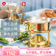 Kisag小火鍋家用酒店會所16cm金色單人小火鍋鍋具一人一鍋 鍋304不銹鋼 金色 16cm