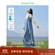 茵曼涼感漢麻牛仔連衣裙女夏百搭休閑風(fēng)T恤背帶裙子 牛仔藍 M 