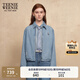 Teenie Weenie小熊牛仔外套女2025年春季新款刺繡簡(jiǎn)約休閑短款夾克外套女 中藍色 M