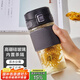 私家良品（cica） 玻璃水杯男女泡茶杯茶水分離辦公室咖啡杯便攜高顏值水杯子夏季 象牙黑-（直飲款+帶茶隔） 460ml