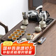 尚言坊汝窯功夫茶具整套帶茶盤一體式全自動高檔家用茶臺功夫泡茶全套裝
