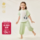 babycare山茶花短袖套裝2025春夏新款短袖短褲家居服寶寶睡衣 奶白綠 110 