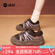 快樂瑪麗（J&M）棉鞋女2025冬季新款戶外加絨保暖防滑皮毛一體休閑雪地毛毛鞋東北 咖啡色 38 240mm