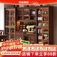 和諧家園 實木餐邊柜黑胡桃木酒柜客廳多功能展示柜一體靠墻柜子收納儲物 1.6米三門餐邊柜 【不帶燈】組裝