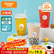 特美居奶茶杯一次性飲料杯500ml*20套 塑料咖啡杯帶蓋果汁杯子帶吸管