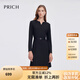 PRICH時(shí)尚小V領(lǐng)魚尾連衣裙2025春季新款收腰長(zhǎng)袖小黑裙女七夕禮物 19黑色 S 155
