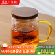 雅集高檔玻璃杯錘紋茶嶼悠覺(jué)杯木蓋款泡茶杯辦公室茶道喝茶杯450ml