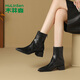木林森女鞋秋冬時(shí)尚女士短靴粗跟通勤外穿馬丁靴女 黑色 37