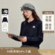 茵曼萌寵刺繡針織毛衣2025秋女裝新款甜美娃娃領(lǐng)上衣 藏藍(lán)色 M
