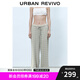 UR七夕2025春季新款女裝時尚休閑撞色格紋蕾絲邊闊腿褲UYL650017 寶藍(lán)格子 M