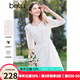 百圖betu女裝2025春季新款連衣裙圓領(lǐng)立體小花朵刺繡裙子女2502T79 米白 M