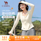 駱駝（CAMEL）冰感速干原紗防曬女士連帽修身外套 Y24BA0L6021 淡月黃 M