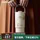 Vanow吸管保溫杯陶瓷內膽女車(chē)載保冷大號大容量水杯便攜冰霸杯子 鈴蘭【陶瓷覆層內膽】