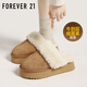 FOREVER21真皮棉拖鞋女款2025新款冬季厚底加絨加厚抗寒防滑東北保暖雪地靴