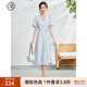 固執(zhí)（OBSTINATE）【特價(jià)】夏季新款中國(guó)風(fēng)圓領(lǐng)提花泡泡短袖長(zhǎng)款連衣裙32432LQ08201 淺藍(lán)色 S 160/80A