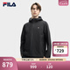 FILA 斐樂官方男士梭織外套2025夏新款時(shí)尚休閑寬松防水連帽上衣 正黑色-BK XL 180/100A/XL