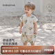 babylove寶寶背心套裝夏季純棉無袖t恤短褲兩件套竹節(jié)棉透氣外出夏裝