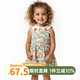Auro Mesa女童連衣裙新款夏季娃娃領(lǐng)草莓印花裙子純棉無(wú)袖背心裙洋氣公主裙 綠色 100