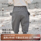 babylove男女寶寶褲子春款純棉大pp褲外出長褲毛圈百搭休閑褲束腳褲