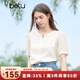 百圖betu女裝2025夏季新款襯衫國風(fēng)泡泡袖同色繡花短袖上衣女2503T48 淺杏色 L