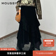 moussy 新品法式田園風(fēng)不規(guī)則荷葉邊半身裙028IAZ31-1012 020黑色 M