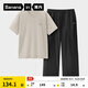 蕉內(nèi)（Bananain）王一博同款305H純棉睡衣男女士100%棉情侶家居服短袖短褲套裝夏季 【長褲款素色-男】茶灰 2XL