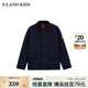 E·LAND KIDS衣戀男女童棉服冬季新品徽章皮標(biāo)雙插袋翻領(lǐng) Navy藏青色/59 160 cm