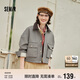 森馬（Semir）外套女短款拼接燈芯絨翻領(lǐng)潮流寬松秋季落肩格紋夾克101524108021
