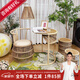 紫葉（ziye）花雨間陽(yáng)臺(tái)茶桌椅組合小戶型現(xiàn)代簡(jiǎn)約茶臺(tái)桌椅戶外創(chuàng)意休閑小茶幾 淺色【主人椅】+圓桌+大小凳