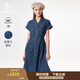 哈吉斯（HAZZYS）女裝 夏季女士【PHIZ系列】連肩收腰牛仔連衣裙女 藍色BL M (160/84A 38)