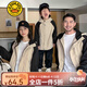 G.DUCKKIDS童裝親子裝一家三四口撞色兒童套裝沖鋒衣外套秋裝家庭裝連帽夾克 日系黑袖工裝外套 100 尺碼2~3歲【90-100cm】cm