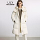 LILY2025冬新款女裝簡(jiǎn)約90鵝絨連帽修身收腰米白色羽絨服外套長(cháng)款 604米白 M
