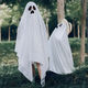 萬(wàn)圣節(jié)兒童幽靈披風(fēng)斗篷cosplay演出服裝兒童成人親子搞怪衣服 笑臉幽靈服裝 90 S（適合身高90-120cm）