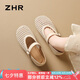 ZHR單鞋女鏤空透氣編織瑪麗珍鞋女法式配裙子百搭鞋子女 EH200米色38