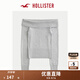 HOLLISTER【反季優(yōu)惠】25春法式一字肩露肩針織衫女裝KI350-5068 淺麻灰色 S (165/88A)