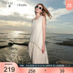 三彩2025夏季新款無(wú)袖假兩件背心裙A字連衣裙長(cháng)裙女