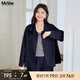 MsShe【天絲醋酸麻】大碼女裝2025秋裝胖mm顯瘦寬松短款翻領(lǐng)外套 藏青藍(lán)色25年9月10日到貨 偏大半個碼 3XL