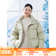lagogo【三防】立領(lǐng)保暖羽絨服女拉谷谷2024冬新款短款面包服外套 卡其綠 S