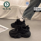 啄木鳥(niǎo)潮牌老爹鞋女2025年秋季新款厚底增高休閑鞋百搭舒適透氣運動(dòng)鞋子 黑色【皮面】 37 (235mm)