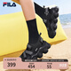 FILA 斐樂女鞋草莓涼鞋夏厚底增高瑪麗珍運動魔術(shù)貼涼拖 黑-BK 37.5
