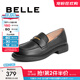 百麗（Belle）簡(jiǎn)約上班樂(lè )福鞋女通勤平跟百搭單鞋B1983CM4 黑色 38 (240mm)