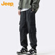 JEEP吉普工裝褲男春秋季寬松束腳休閑褲子男士純棉美式男褲 黑色 XL
